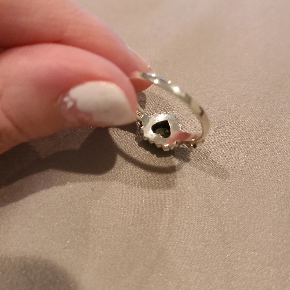 Sterling silver abalone shell heart ring